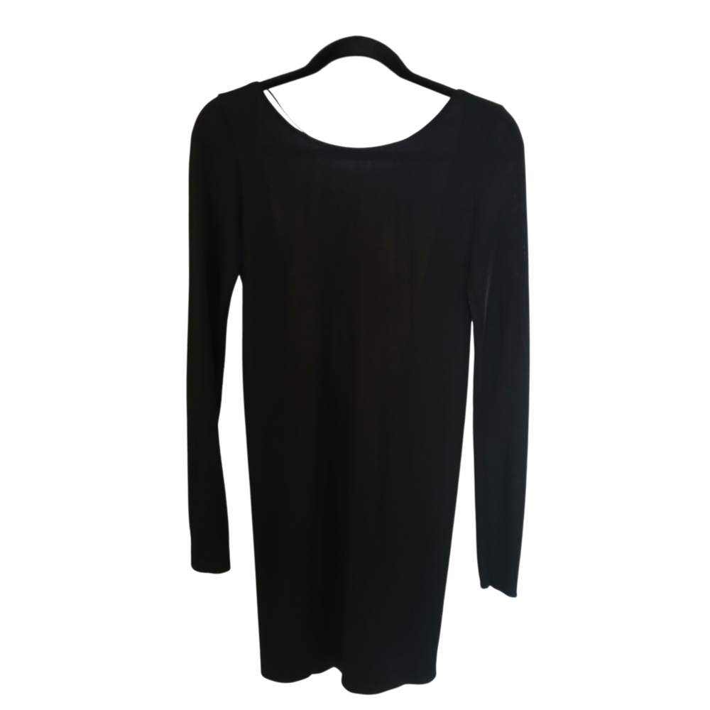 Zara Trafaluc Classic Black Long Sleeve Dress Cut Out Back Stretchy Size Medium